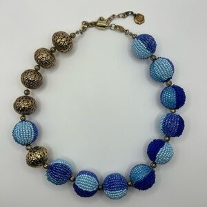 Blue and Gold Beaded Necklace